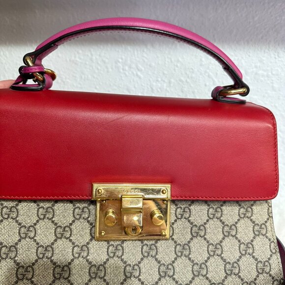 Gucci GG Logo Supreme With Top Handle Padlock Shoulder Bag Crossbody - Picture 9 of 9